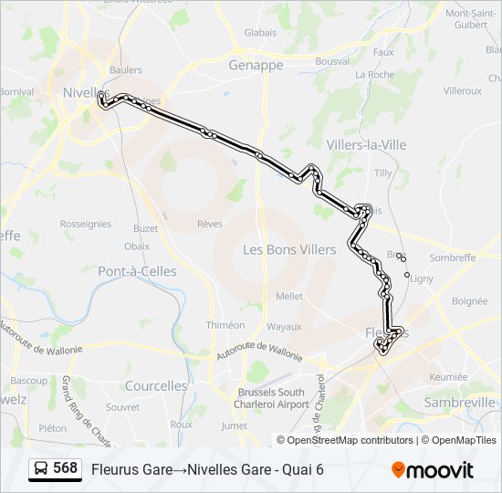 568 bus Line Map