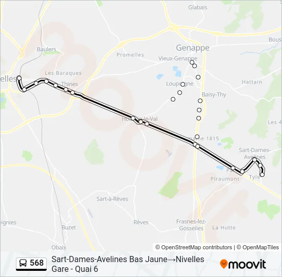 568 Bus Line Map