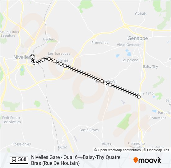 Plan de la ligne 568 de bus