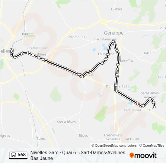 568 Bus Line Map