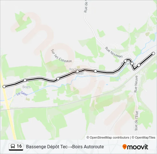 16 Bus Line Map