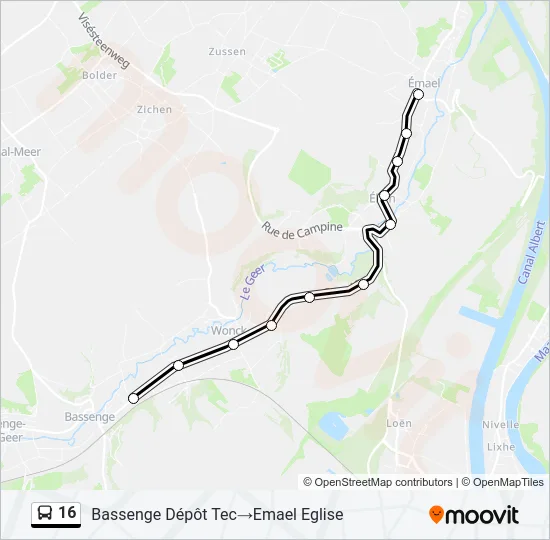 16 Bus Line Map