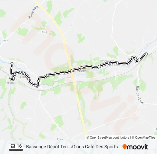 16 Bus Line Map