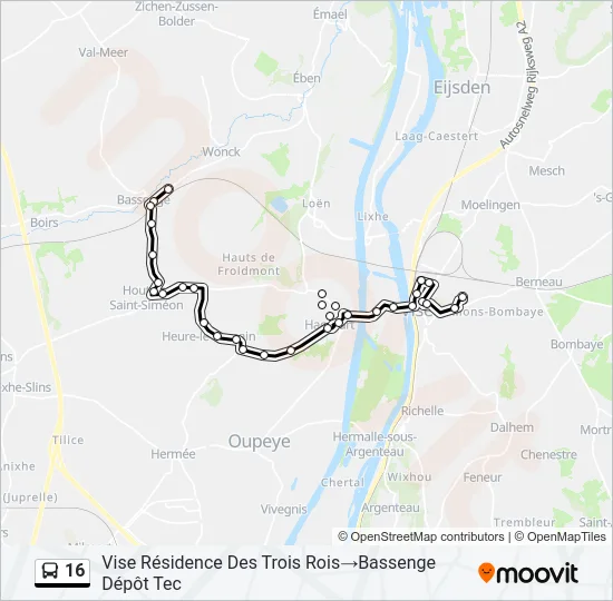 16 Bus Line Map