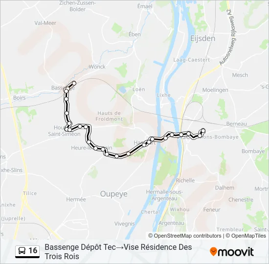 16 Bus Line Map