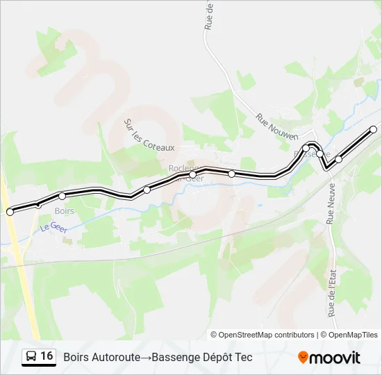 16 Bus Line Map