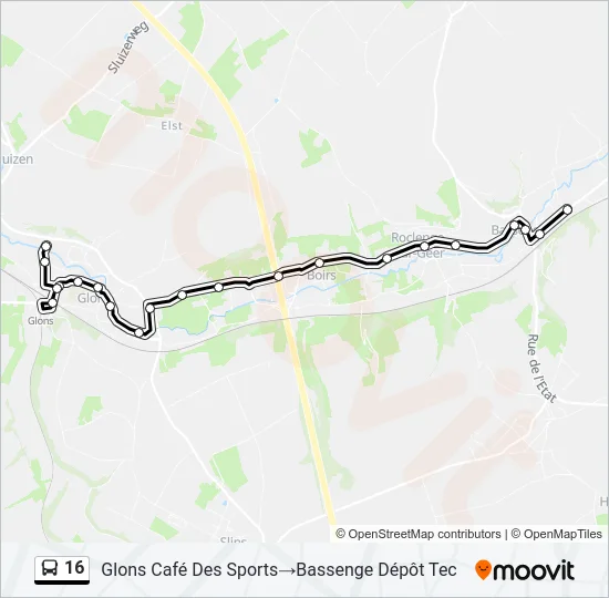 16 Bus Line Map