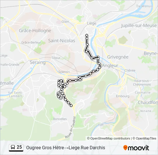 25 Bus Line Map