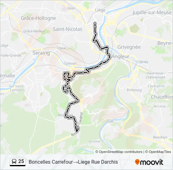 25 Bus Line Map