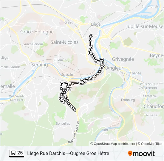 25 Bus Line Map