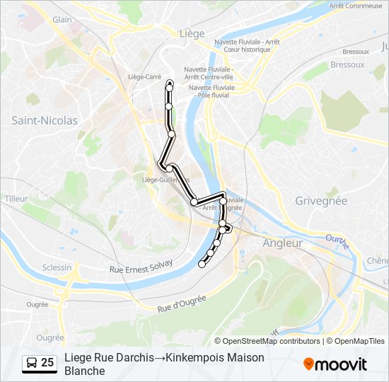 Plan de la ligne 25 de bus