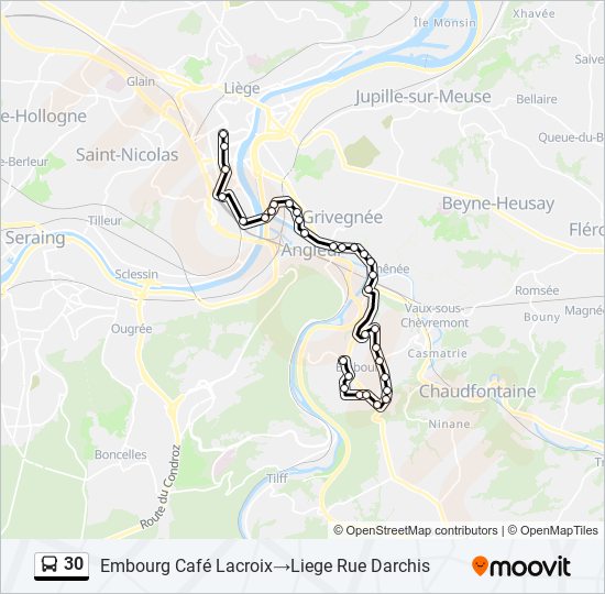 Plan de la ligne 30 de bus