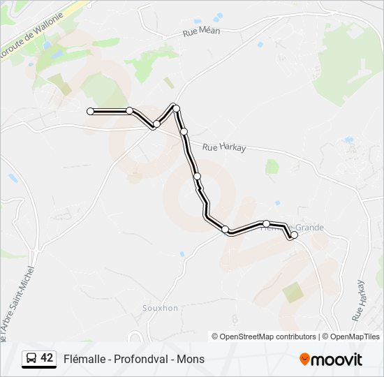 Plan de la ligne 42 de bus