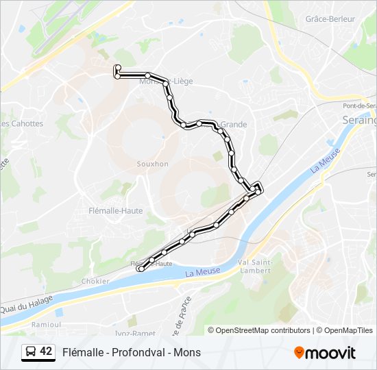 Plan de la ligne 42 de bus