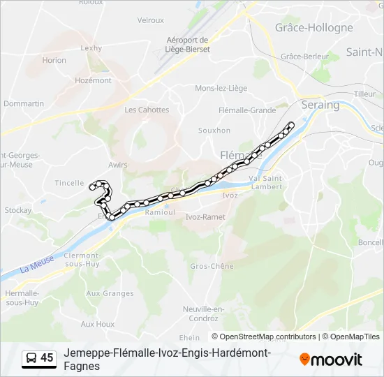 45 Bus Line Map