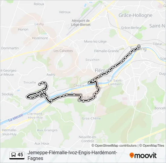 45 Bus Line Map