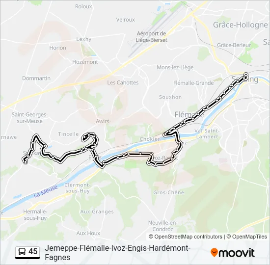 45 Bus Line Map