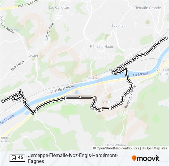 45 bus Line Map