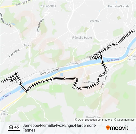 45 Bus Line Map