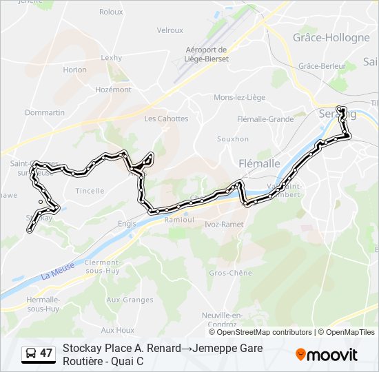 Plan de la ligne 47 de bus