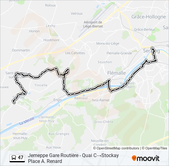 47 bus Line Map