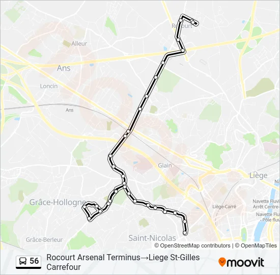 56 Bus Line Map