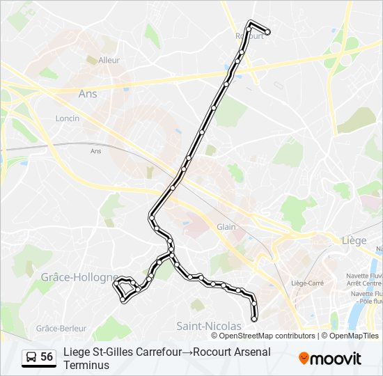 56 bus Line Map