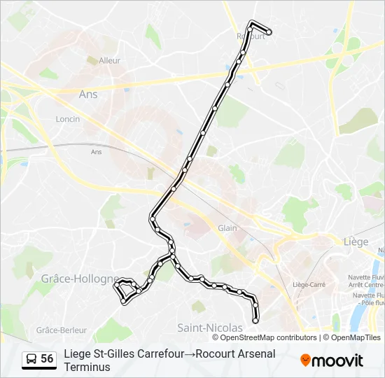 56 Bus Line Map