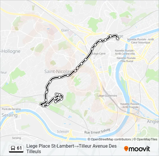 61 Bus Line Map
