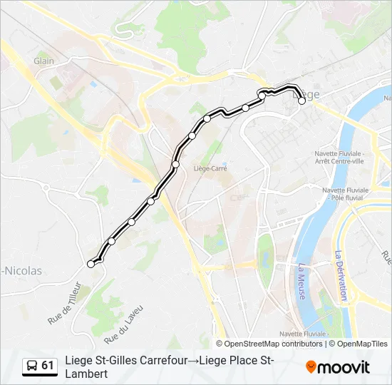 61 Bus Line Map