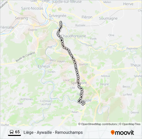 65 Bus Line Map