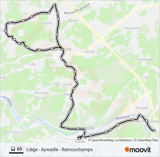 Plan de la ligne 65 de bus