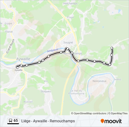 Plan de la ligne 65 de bus