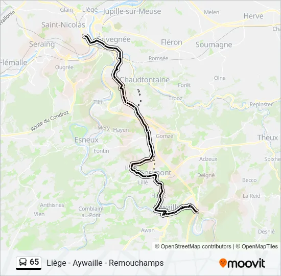 65 Bus Line Map