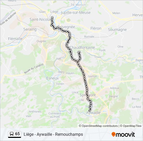 Plan de la ligne 65 de bus