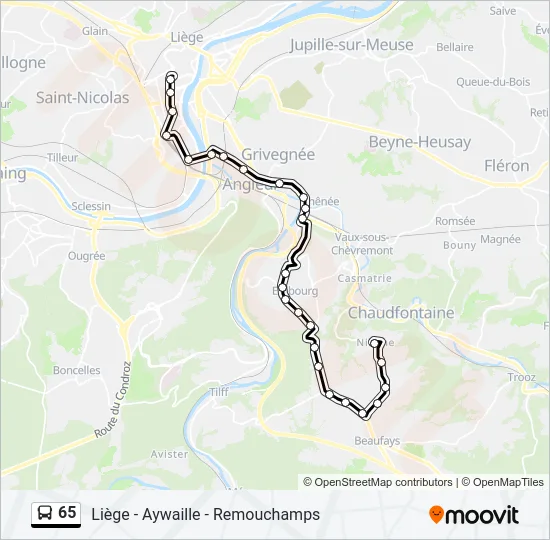 65 Bus Line Map