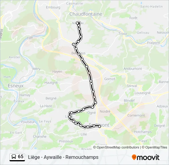 65 Bus Line Map
