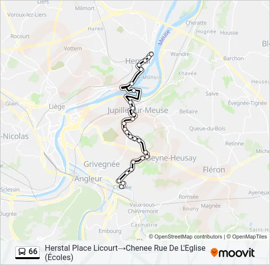 66 Bus Line Map