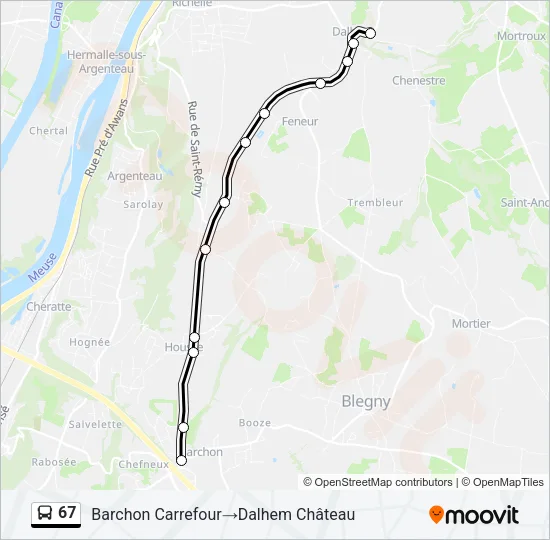 67 Bus Line Map