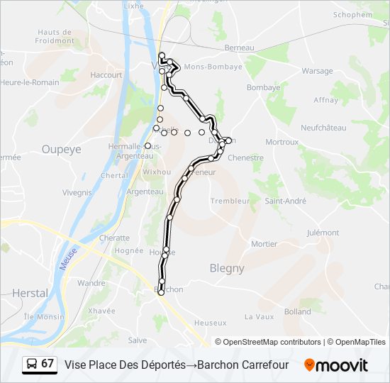 67 bus Line Map