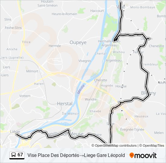 Plan de la ligne 67 de bus