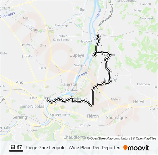 67 Bus Line Map