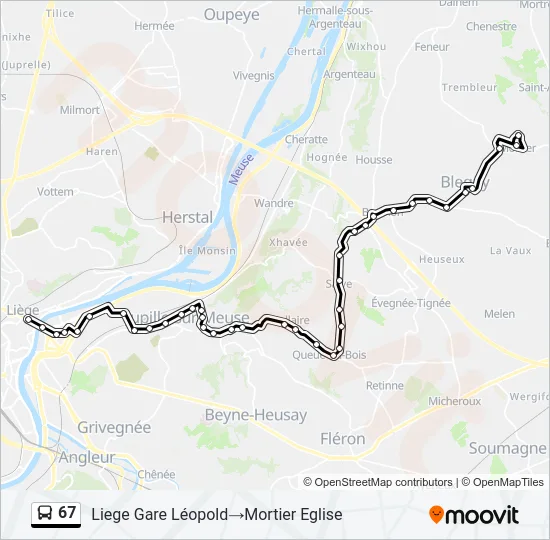 67 Bus Line Map