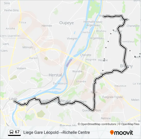 67 Bus Line Map