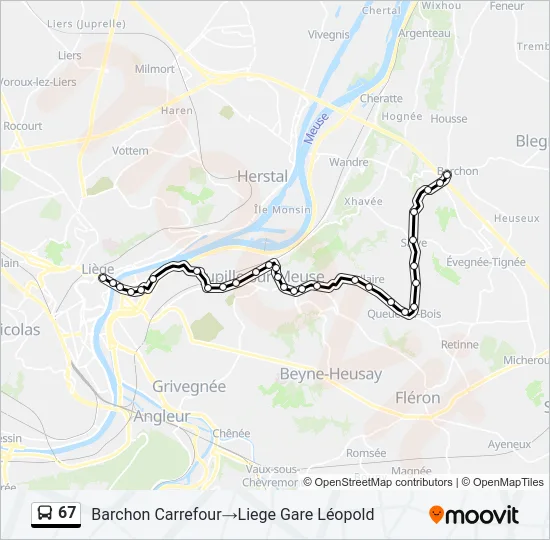 67 Bus Line Map