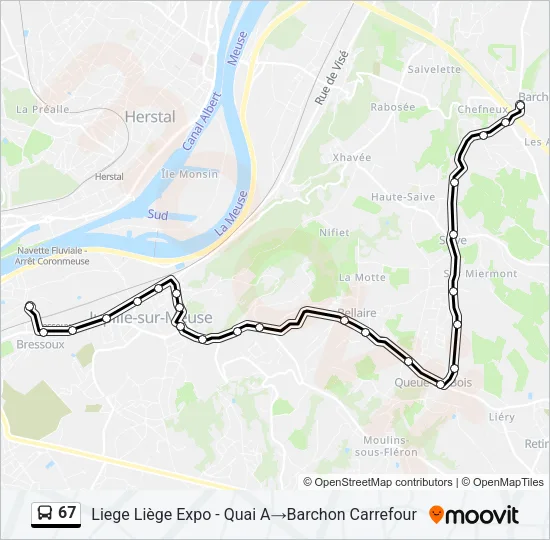67 Bus Line Map