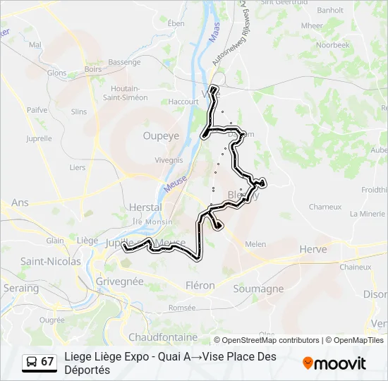 67 Bus Line Map