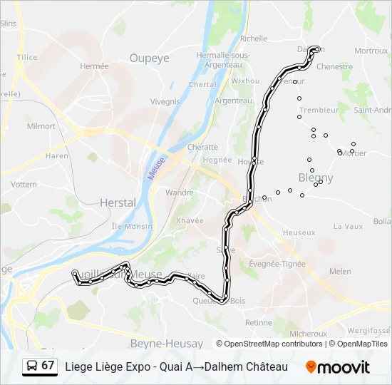 67 Bus Line Map