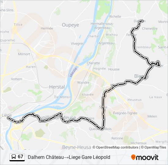 Plan de la ligne 67 de bus