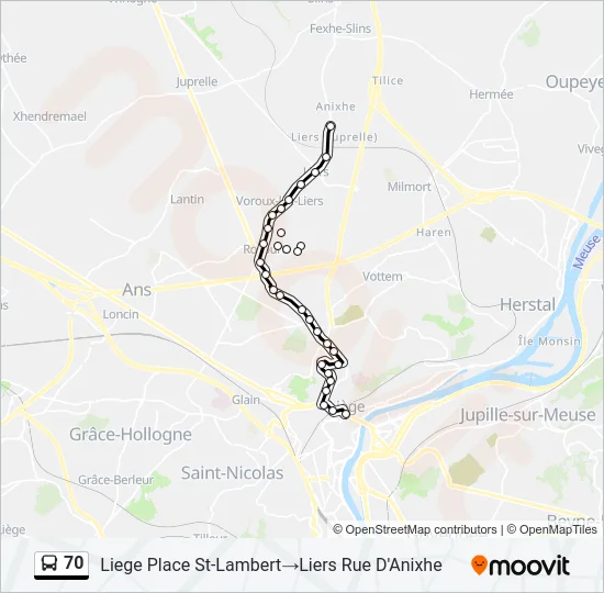 70 Bus Line Map